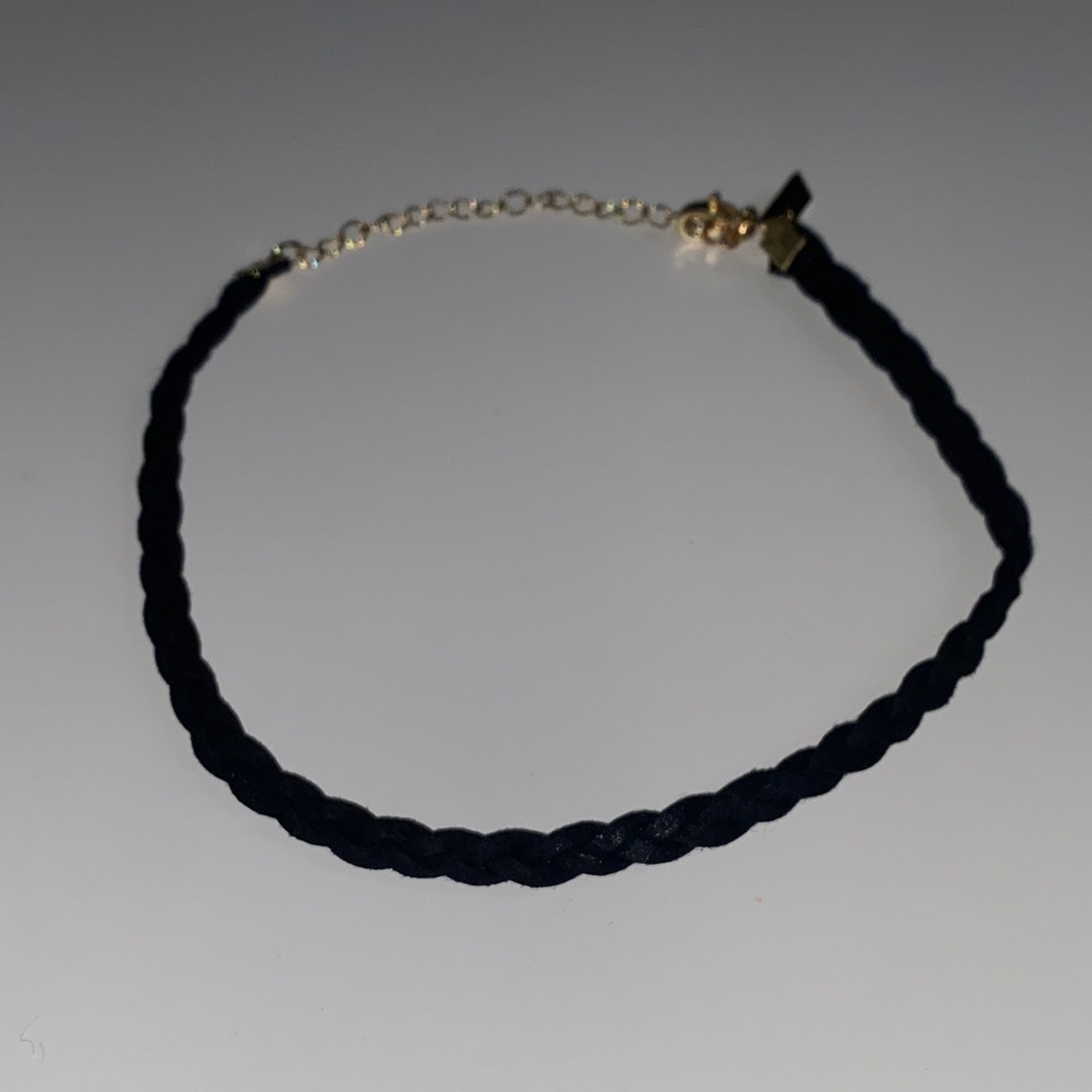 Y2K Black Choker Braid Suede